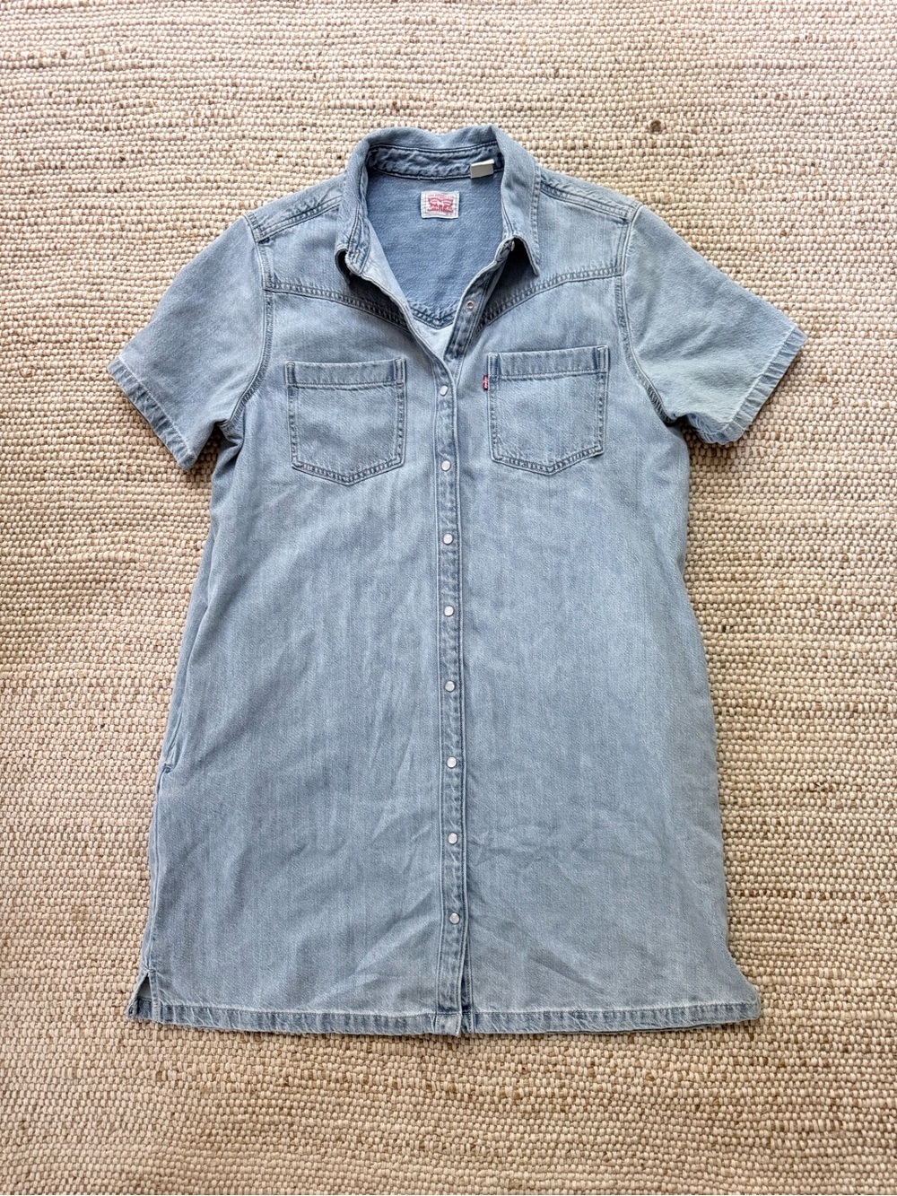 Levi’s Louisa Denim Shirt Dress Light Wash Snap Front Size M